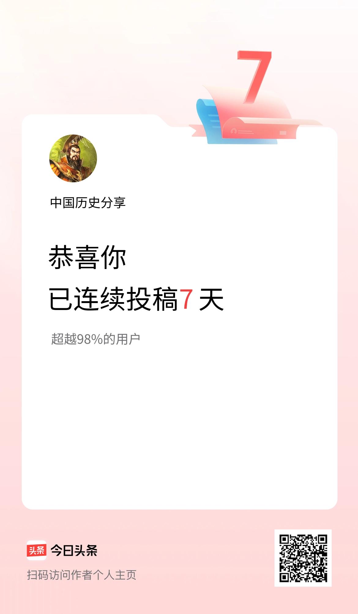 我在头条连续投稿7天