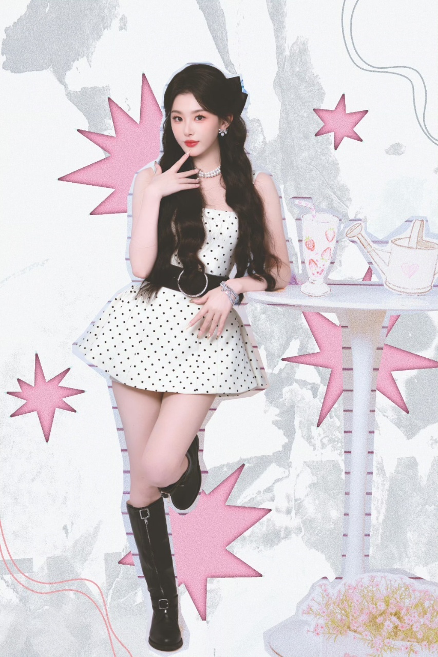 娱乐孔雪儿粉系甜妹孔雪儿甜美波点裙 这才是真甜妹啊