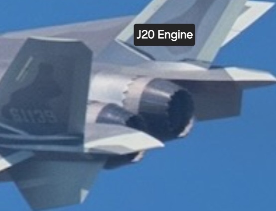 J20和J20A/S发动机喷口细节对比图 [酷]J20A/S的发动机收敛片长很多