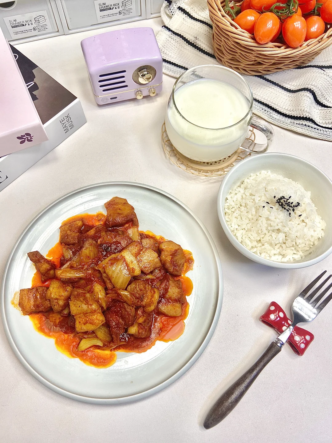一人食晚餐～五花肉炒辣白菜
