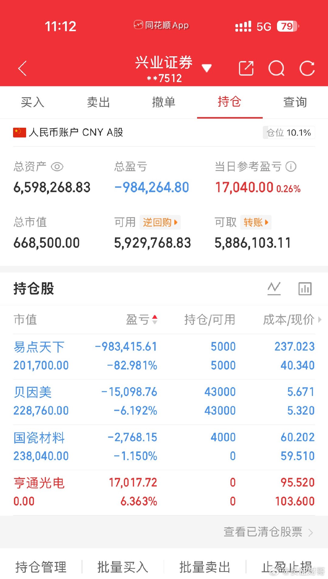 早盘亨通光电盈利6个多点出来了，换了国瓷材料300285股市有风险，仅供参考