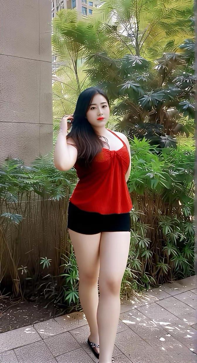 红衣拂绿影，风姿动人间。