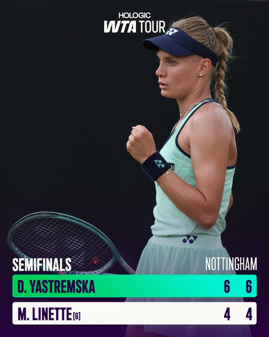 WTA250诺丁汉：雅思特雷姆斯卡两个6-4力克里内特，首进草地决赛，静候凯斯勒