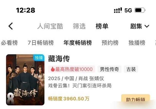 藏海传优酷拉新榜总榜第 8 ​​​