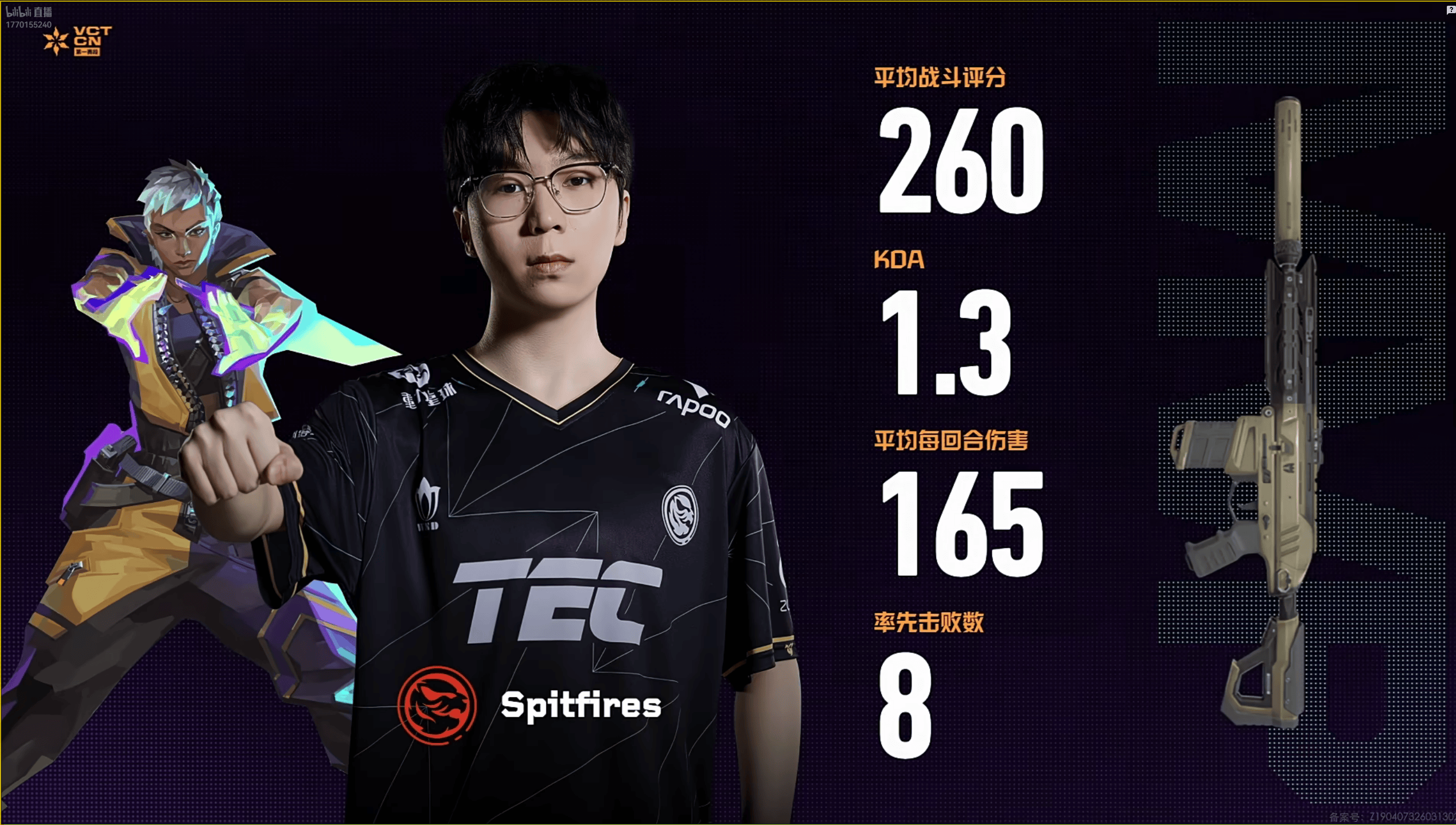 260战斗评分1.3KDA，Spitfires斩获BLG对阵TEC图二MVP