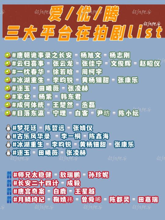 爱优腾三大平台在拍剧汇总✅竟然没有一部…