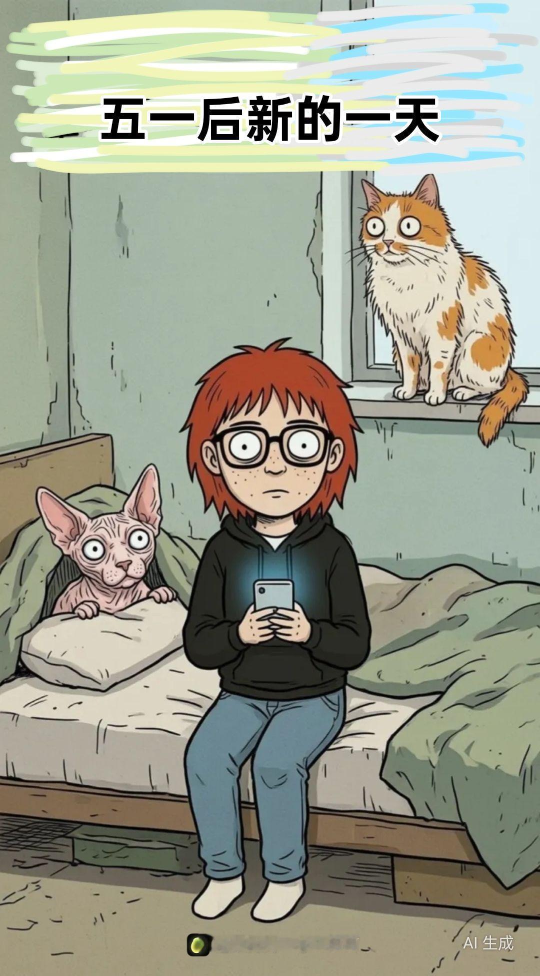 漫画 生活碎片 双相情感障碍 无毛猫 橘猫