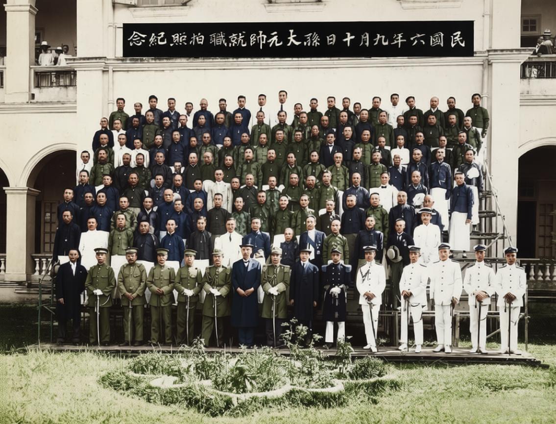 1917年9月10日，孙中山在广州就任中华民国军政府大元帅时的就职纪念合影
19