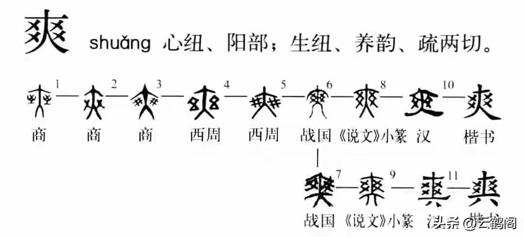 拆解“爽”字有违背之意，结合字形理顺字义逻辑
 
一、先看甲骨金文原形
商代古文