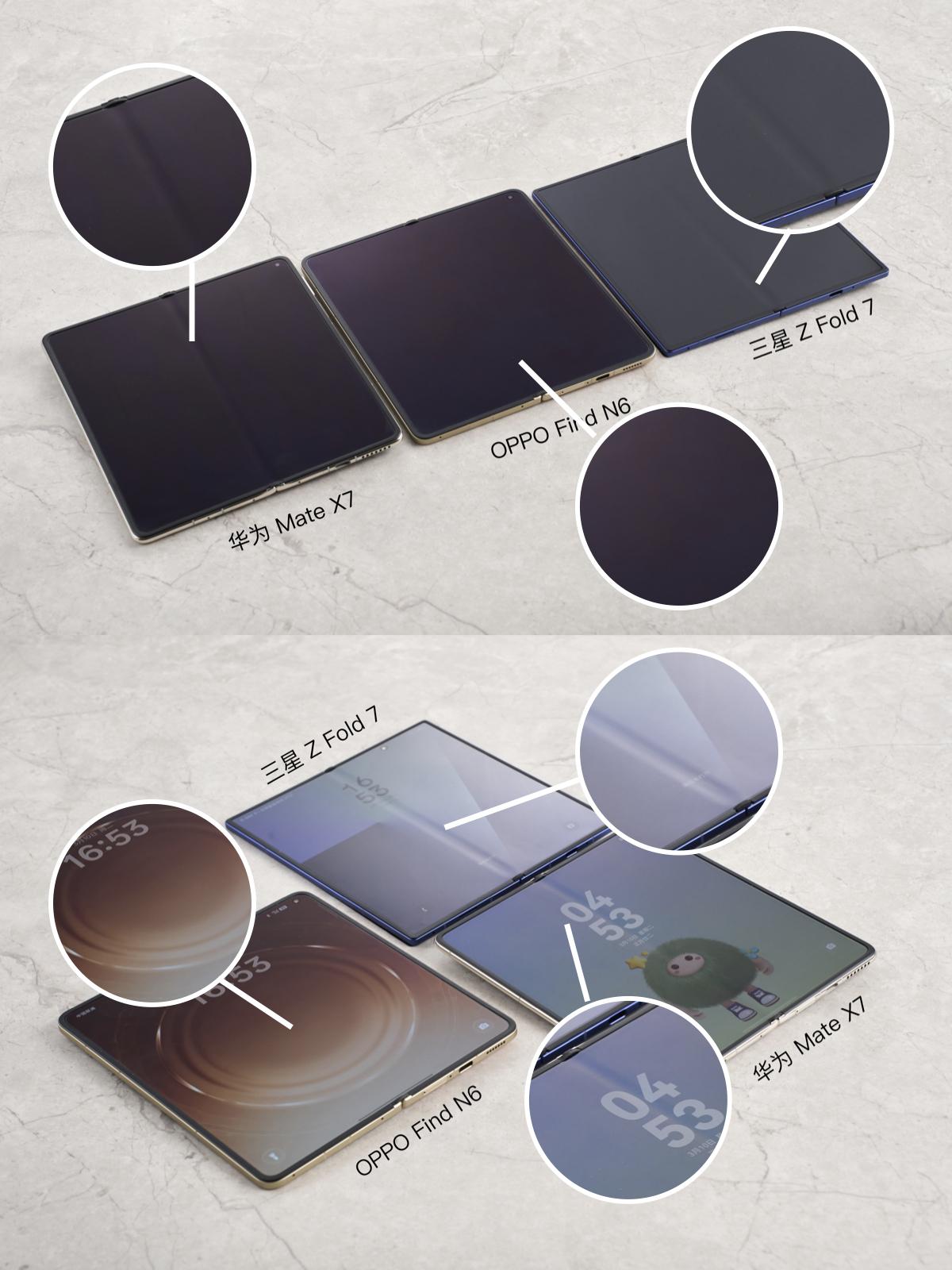 这对比太明显了！OPPO Find N6折痕没有吹牛吧？
直接看实拍对比吧！目前