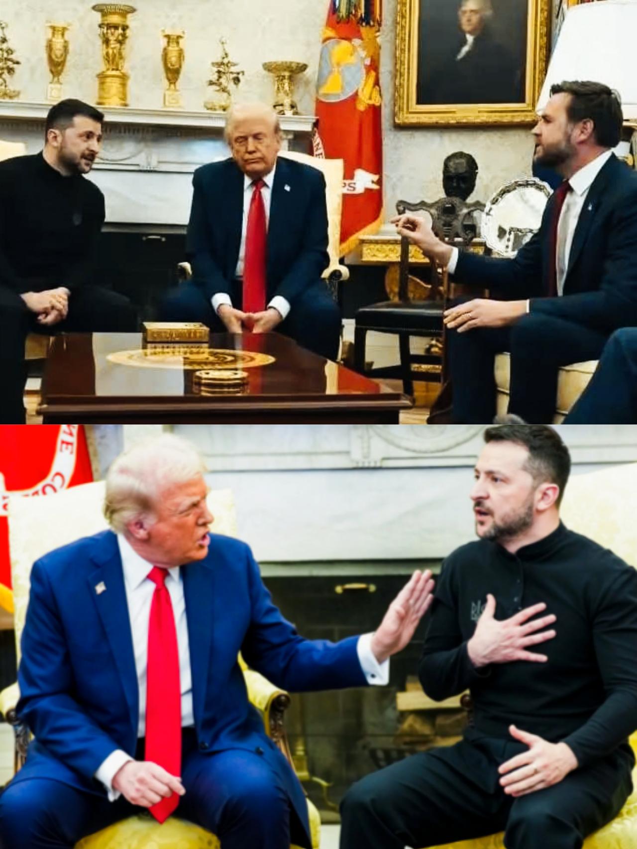 特朗普和万斯与泽连斯基交流时，看起来表情都有些严肃啊！
特朗普和泽连斯基沟通时，