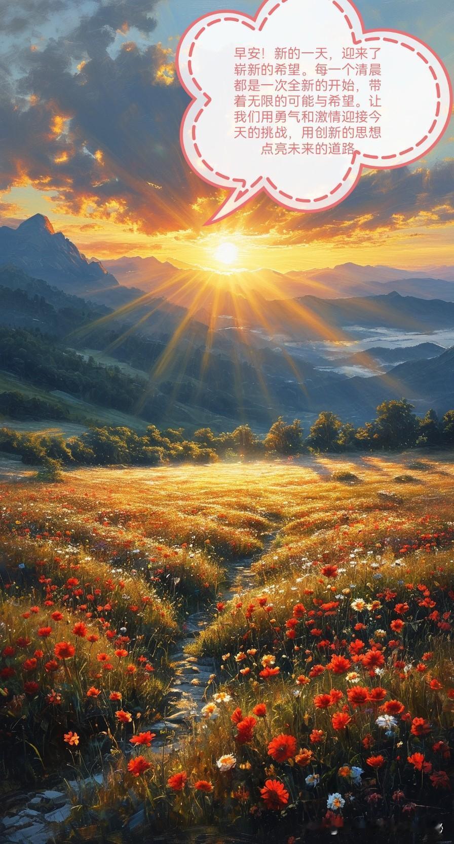 早安！新的一天，迎来了崭新的希望。每一个清晨都是一次全新的开始，带着无限的可能与