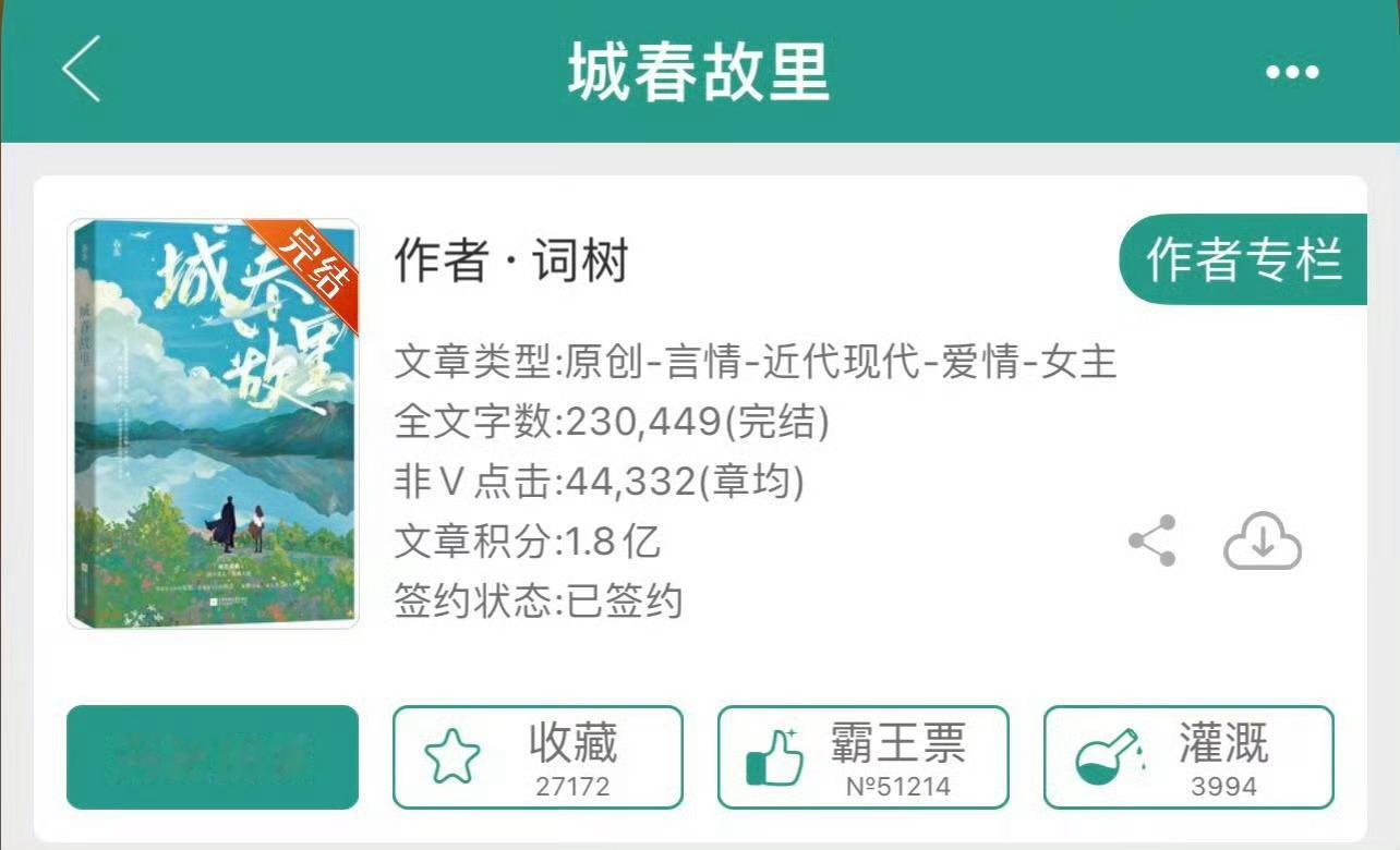小说推荐：《城春故里》 作者:词树简评：坚强安静女主vs高冷温柔男主，熟男熟女，