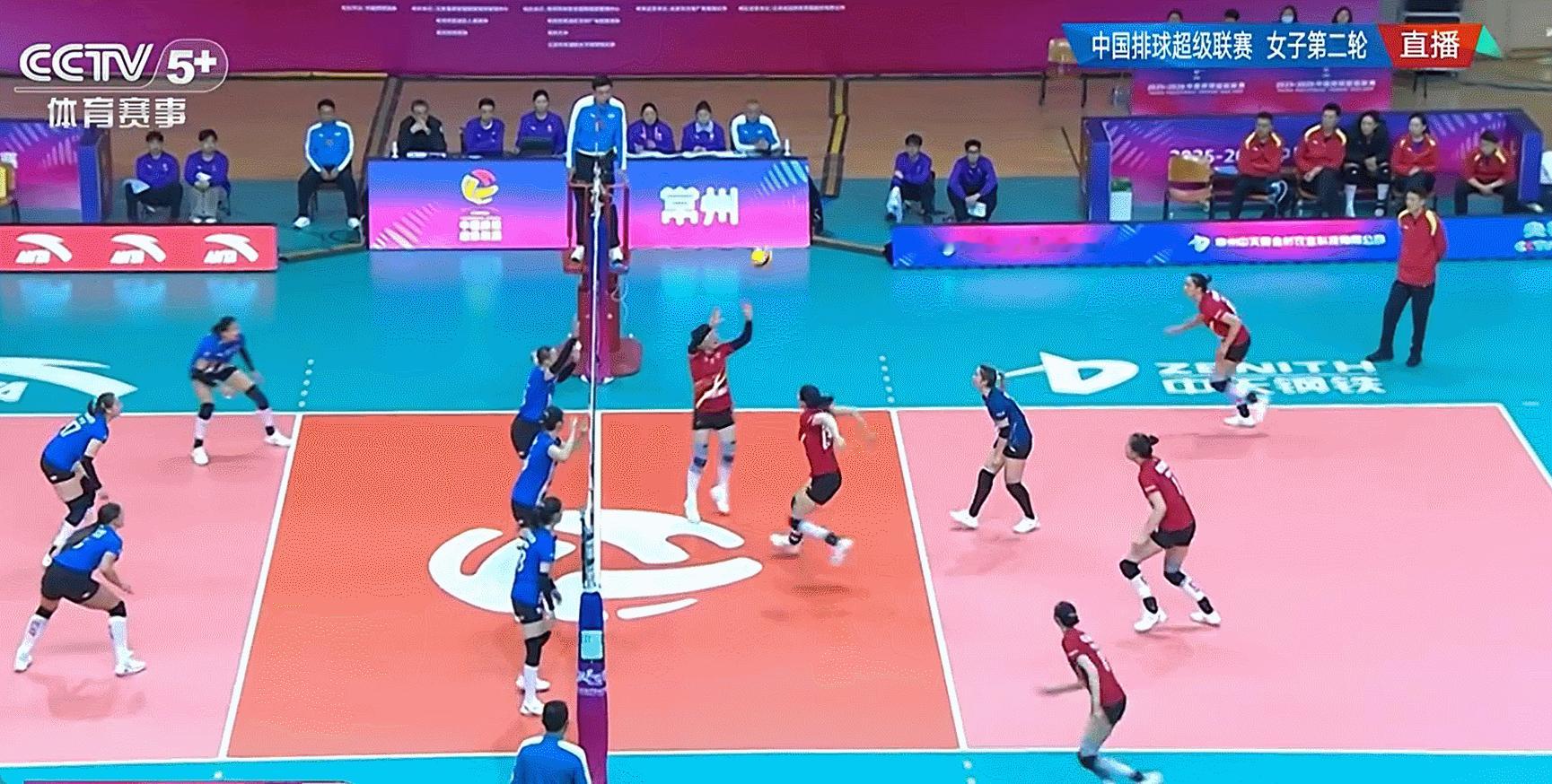 2025-2026中国排球超级联赛排超联赛第一局：江苏女排20-25上海女排 