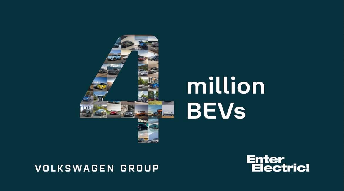 大众集团刚刚达到400万辆BEV累计交付量。祝贺！