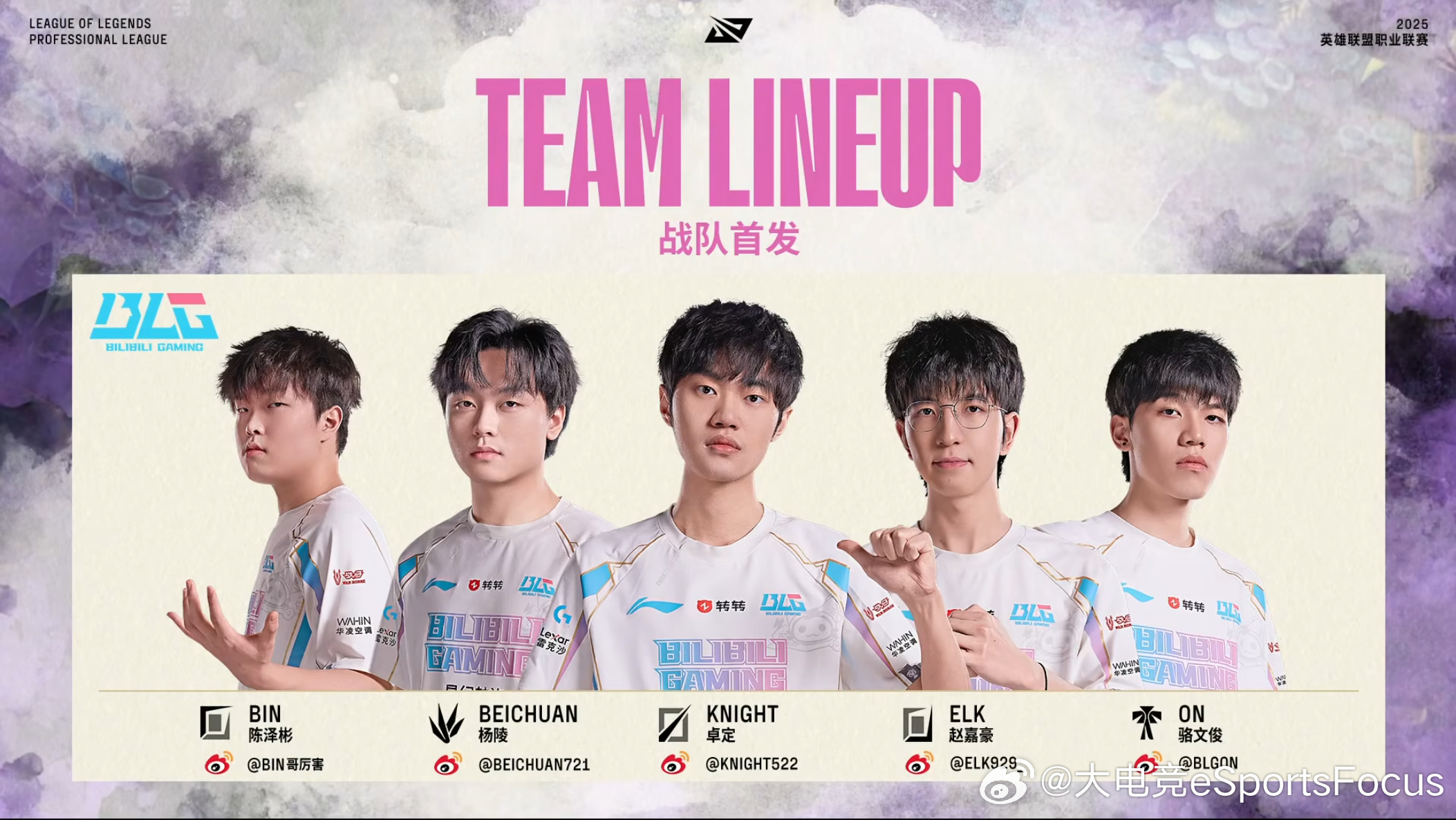 【2025LPL第二赛段 BLG vs NIP】双方首发名单BLG对战NIP20
