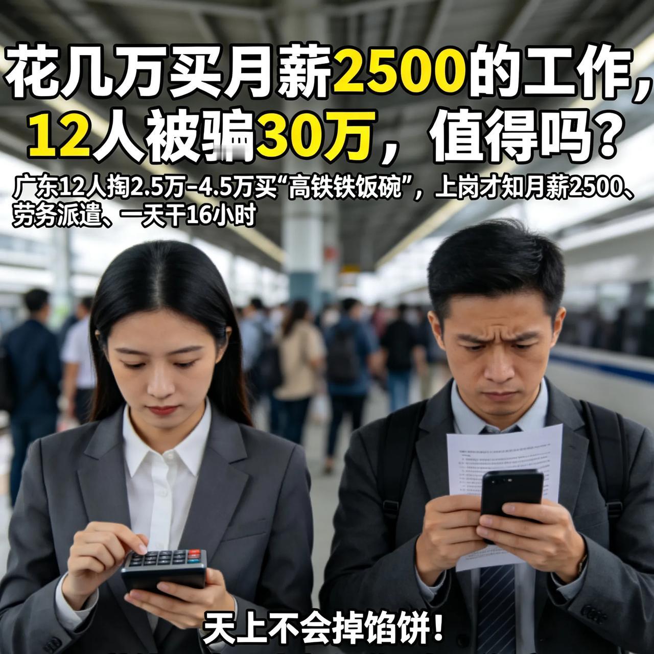 花几万买月薪2500的工作，12人被骗30万，值得吗？
 
真的越想越气！
广东