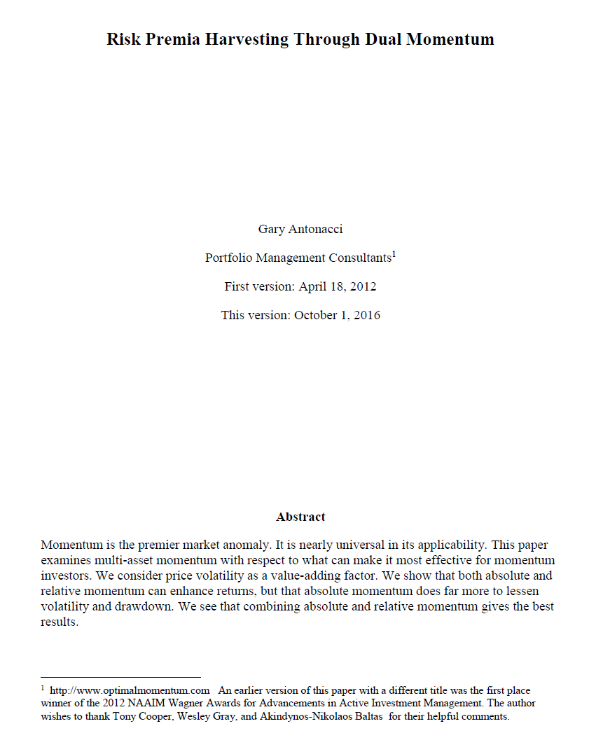 Gary Antonacci 在 2016 年发表的经典论文《Risk Prem