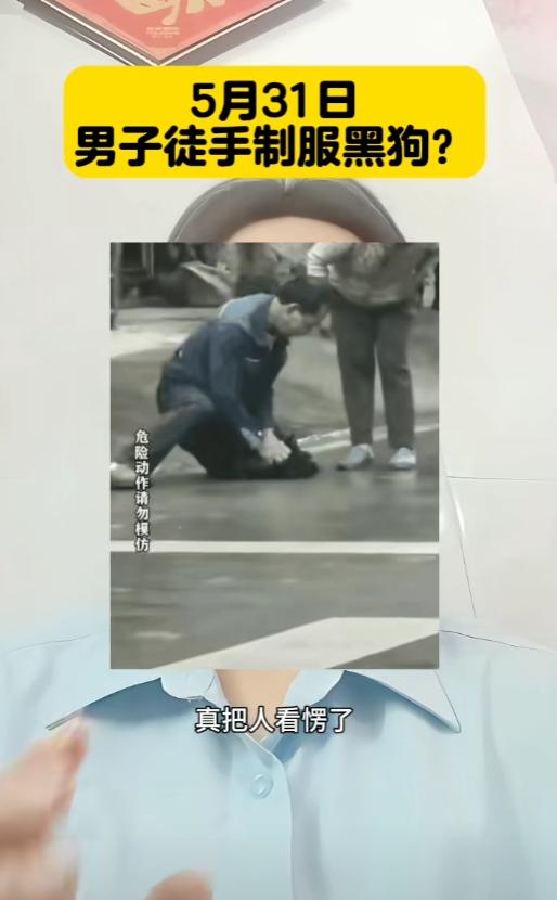 街上人挤人走着好好的，没牵绳的大黑犬突然冲上来咬住路人胳膊，鲜血直往下流。大哥强