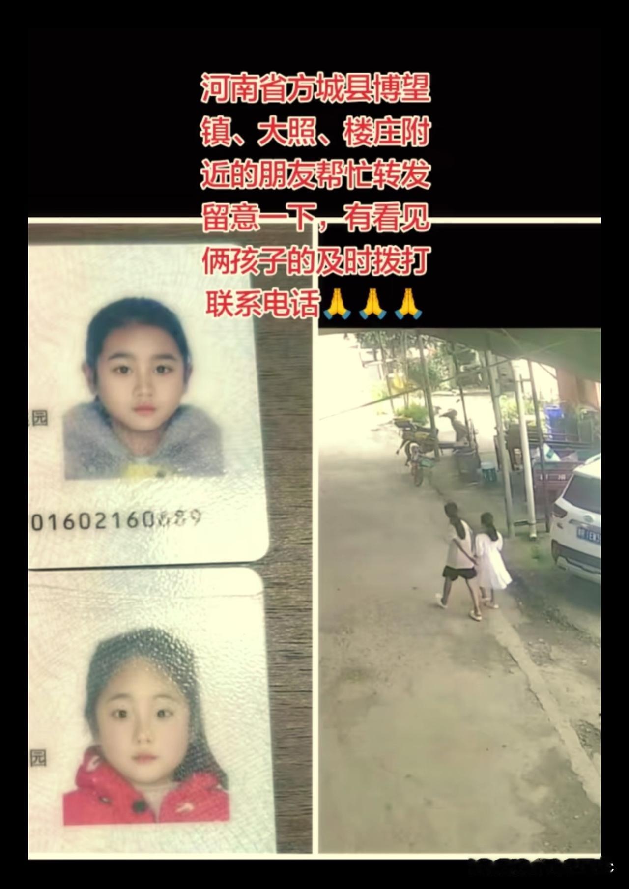“头条紧急寻人，河南南阳方城县赵河镇的两个姐妹于8月2号下午两点左右走失了。姐姐