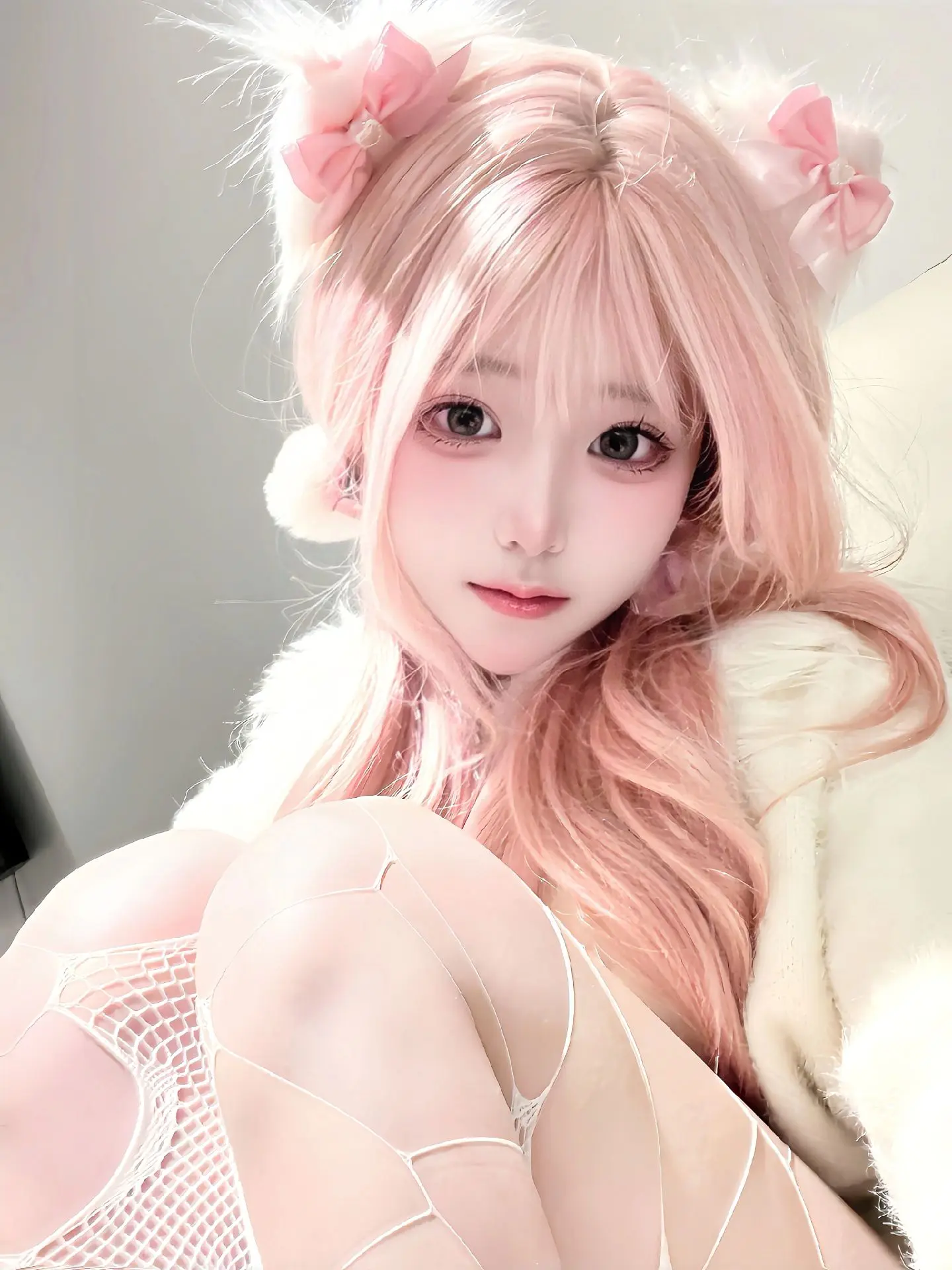 甜妹 萌妹 粉色系 双马尾 猫耳