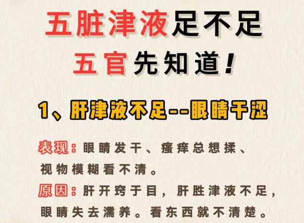 从五官看五脏：肝心脾肺肾津液不足详解