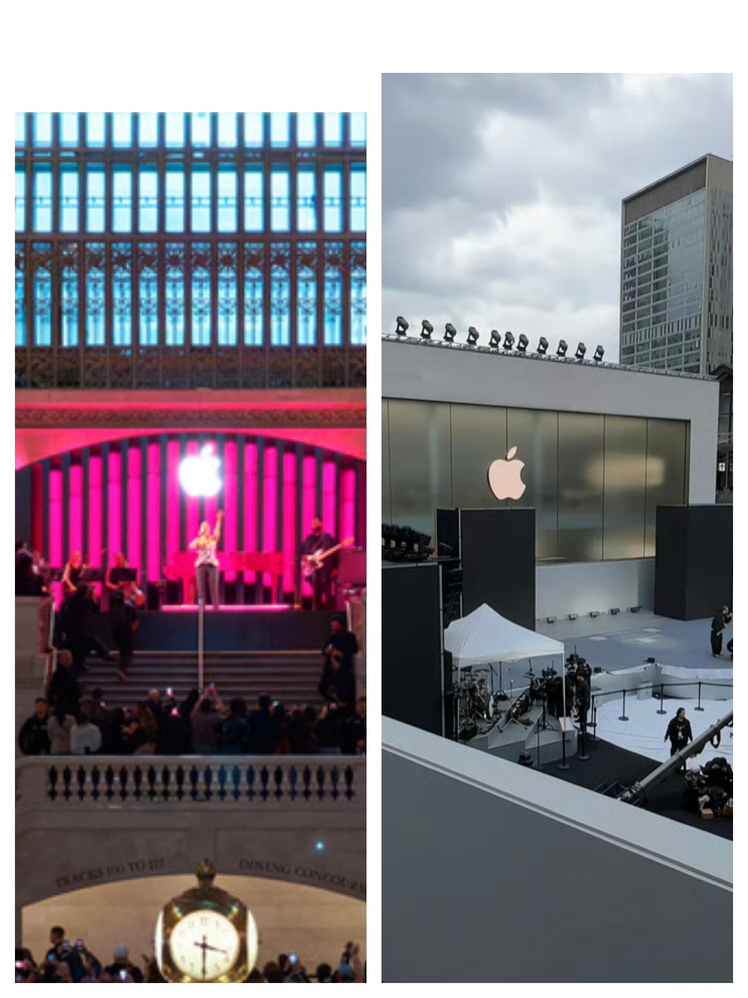 成都太古里Apple Store现场照片，并已搭建舞台并开始节目彩排。成都太古里