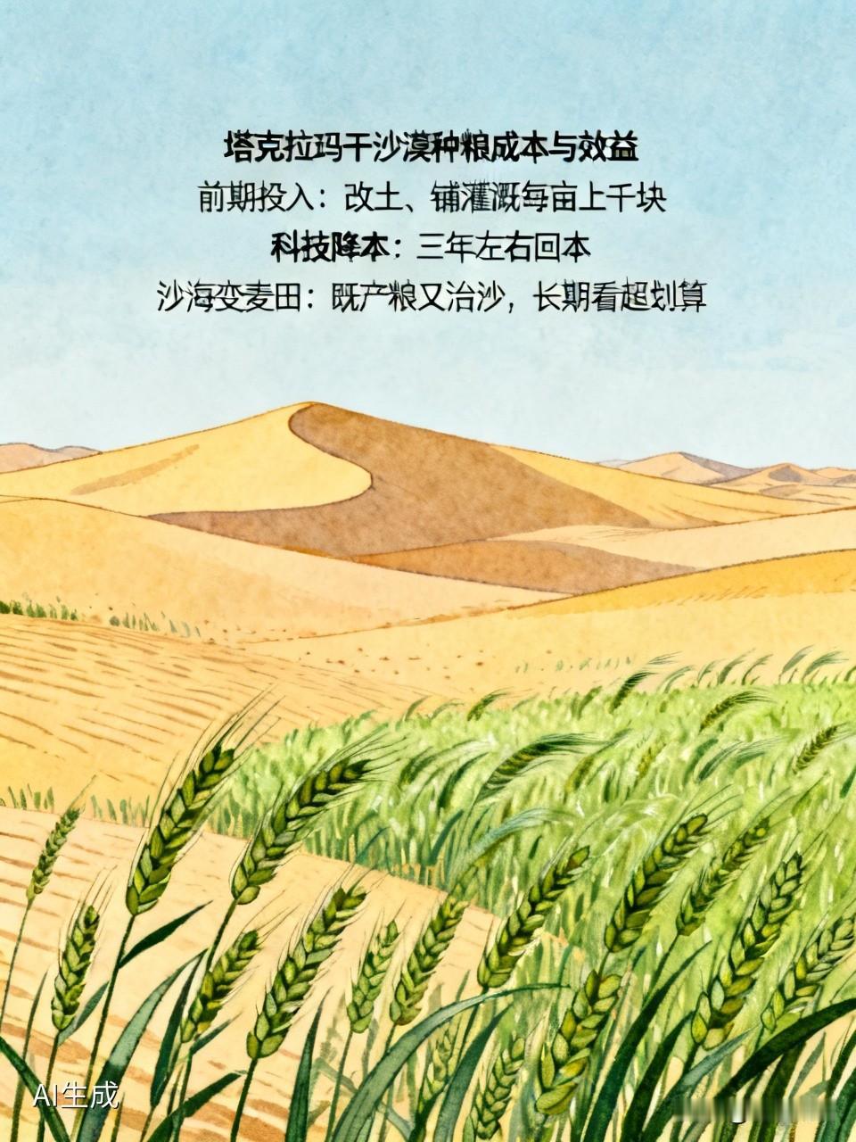 前期投入确实不低，改土、铺灌溉每亩上千块。但胜在科技降本，三年左右就能回本。沙海