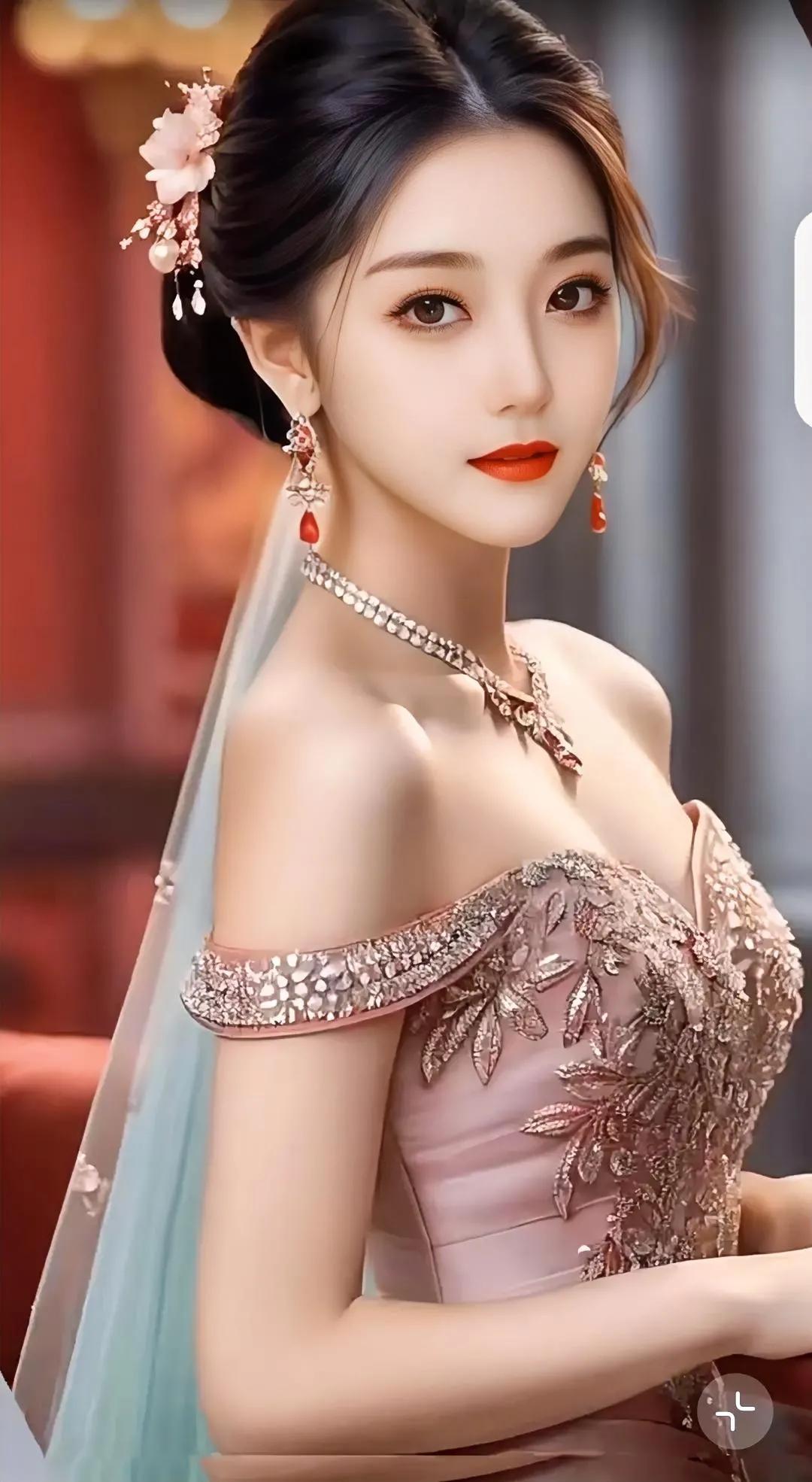 粉黛浓妆艳，香肩轻露凝。#端装秀丽美佳人# #美人容颜仙若梦# #共赏那迷人丽影