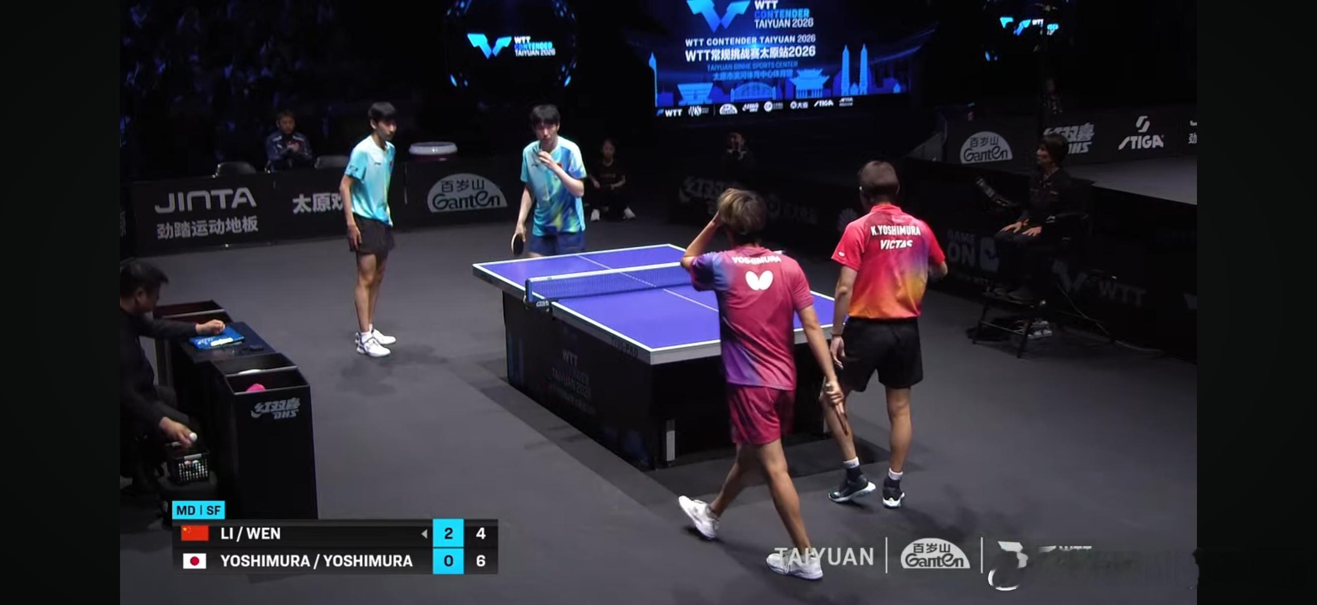 WTT常规挑战赛太原站2026wtt 女双半决赛：🇨🇳石洵瑶/韩菲儿3比1苏