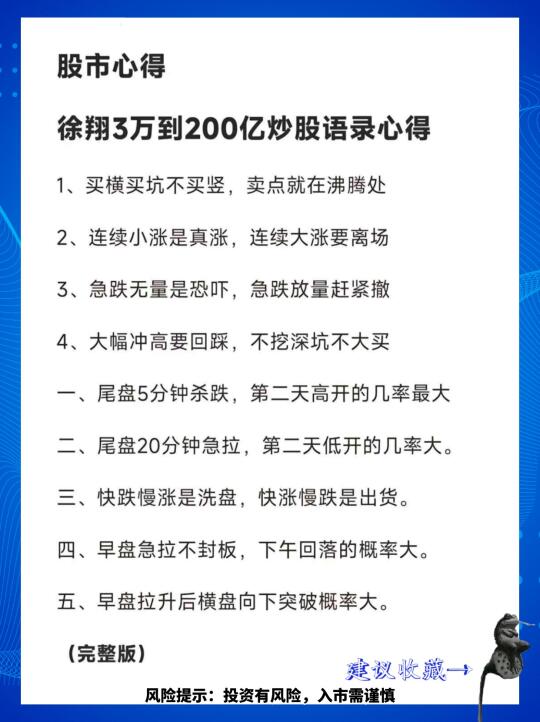 徐翔3万到200亿炒股心得语录 完整版