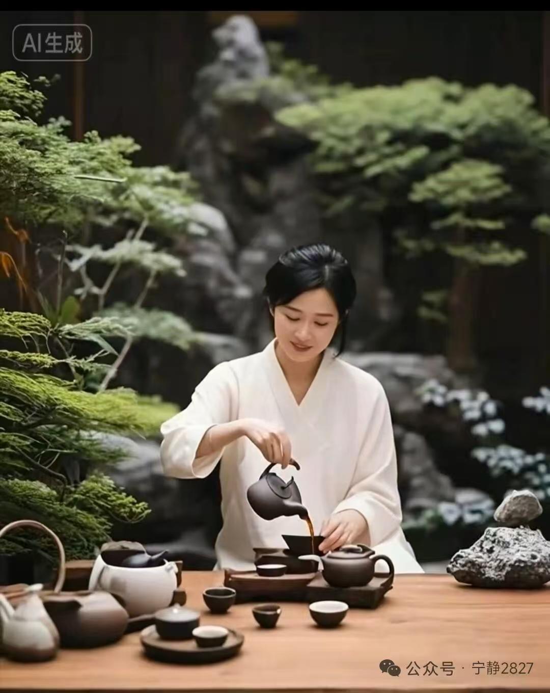 水仙子·茶道
人离茶冷自天常，
客在杯凉世态凉，
禅气道儒商利各思量。
道茶原是