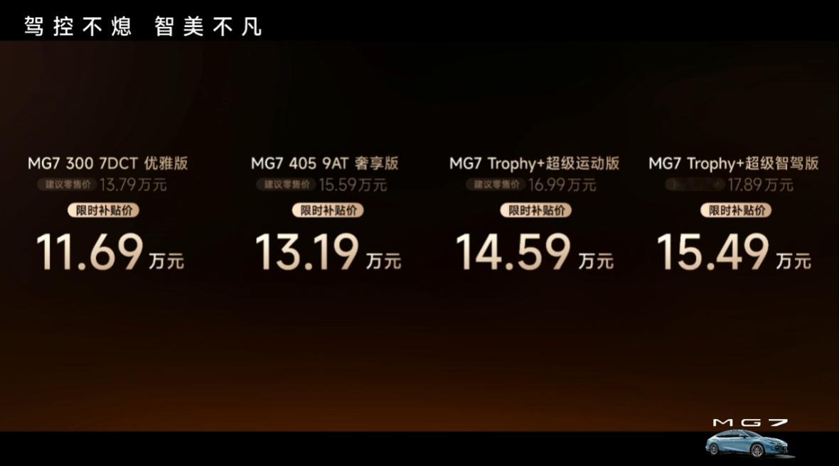 11.69-15.49万的平权超跑MG7还要啥自行车？教授看了下配置，这套配置从