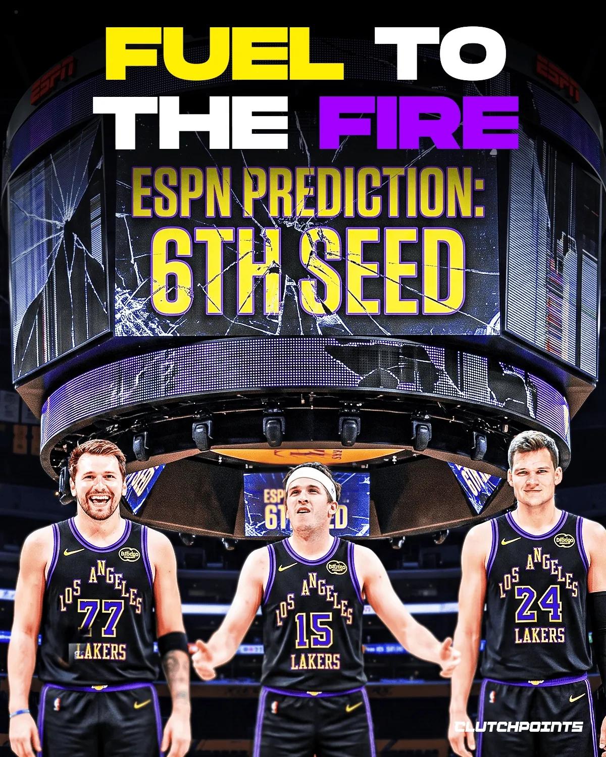 ESPN预测湖人新赛季会是西部第六，这个排名是高了还是低了？
个人感觉是低了，季