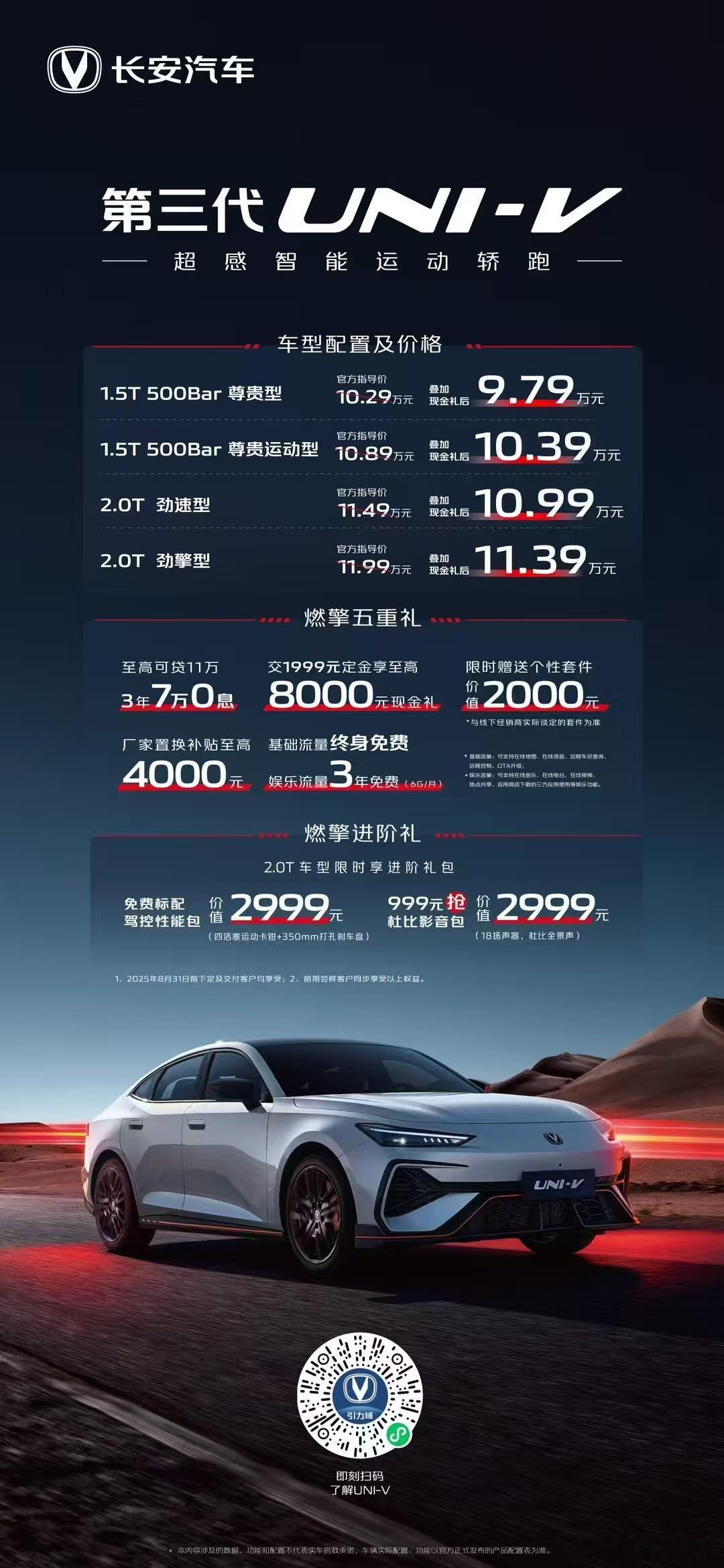 新车划重点新车情报局8月7日，长安第三代UNI-V正式上市，新车外观内饰设计进行