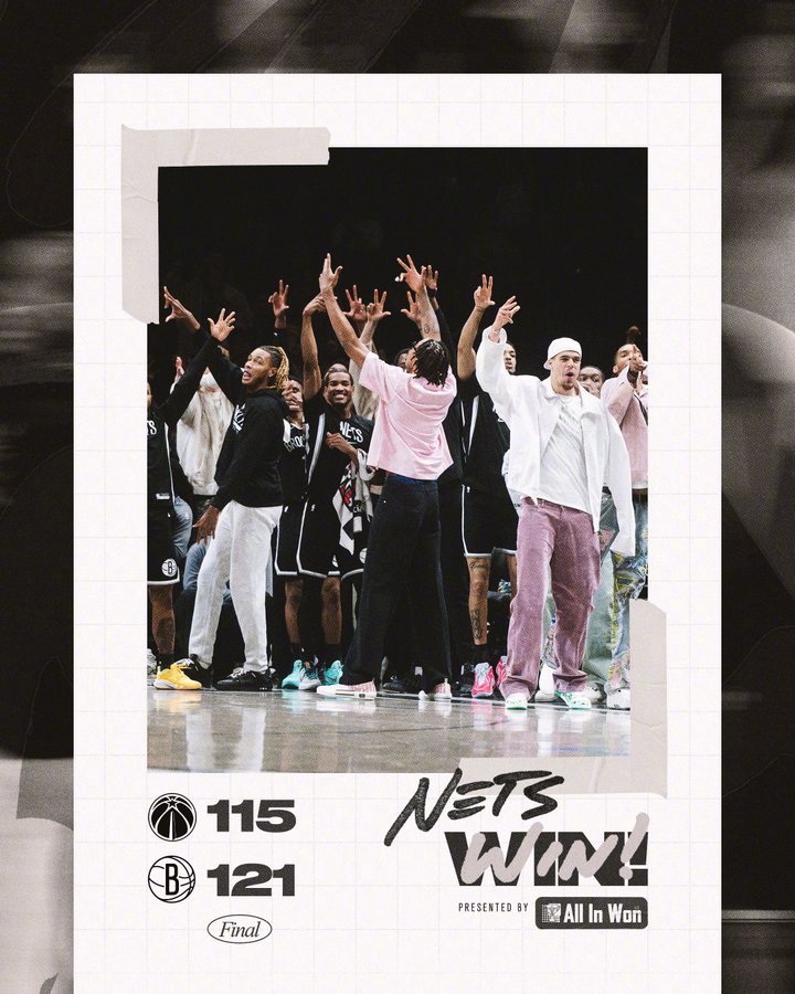 篮网战胜奇才布鲁克林篮网 121-115战胜奇才，奇才遭遇六连败！ 