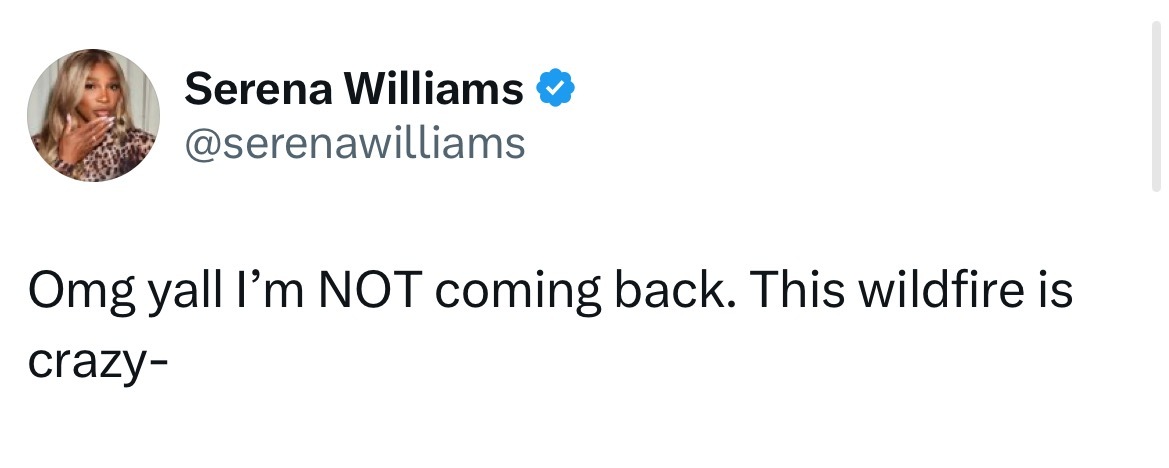 网球talking大会 小威发文了：不会复出