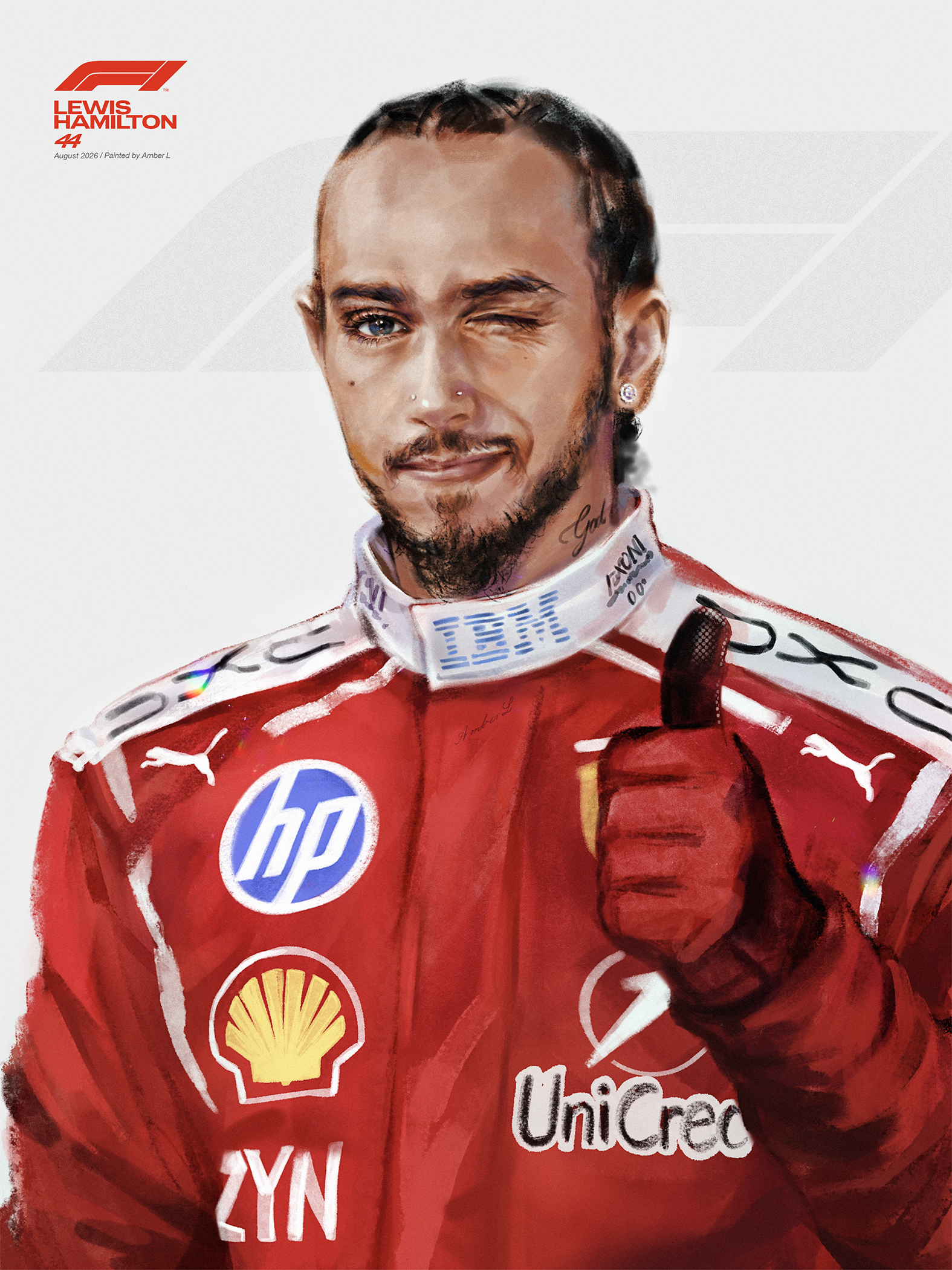 LewisHamilton[超话]  画了一张wink，周末比赛加油！lewis