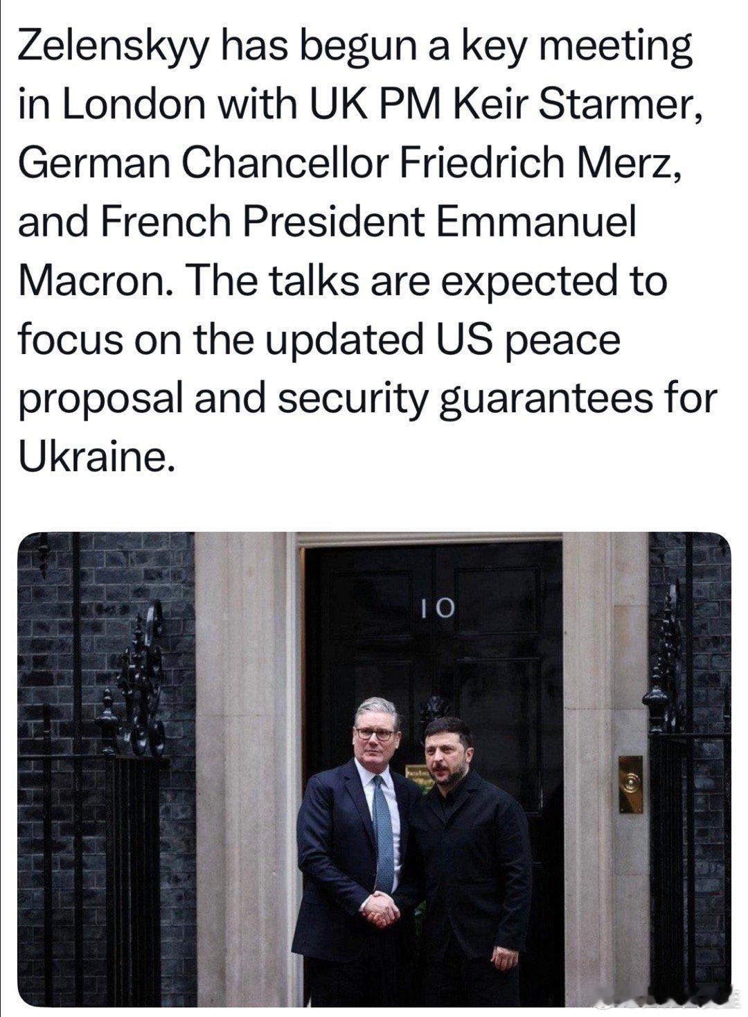 Zelensky在伦敦，与英法德首脑开会，讨论乌克兰代表团从迈阿密带回的谈判结果