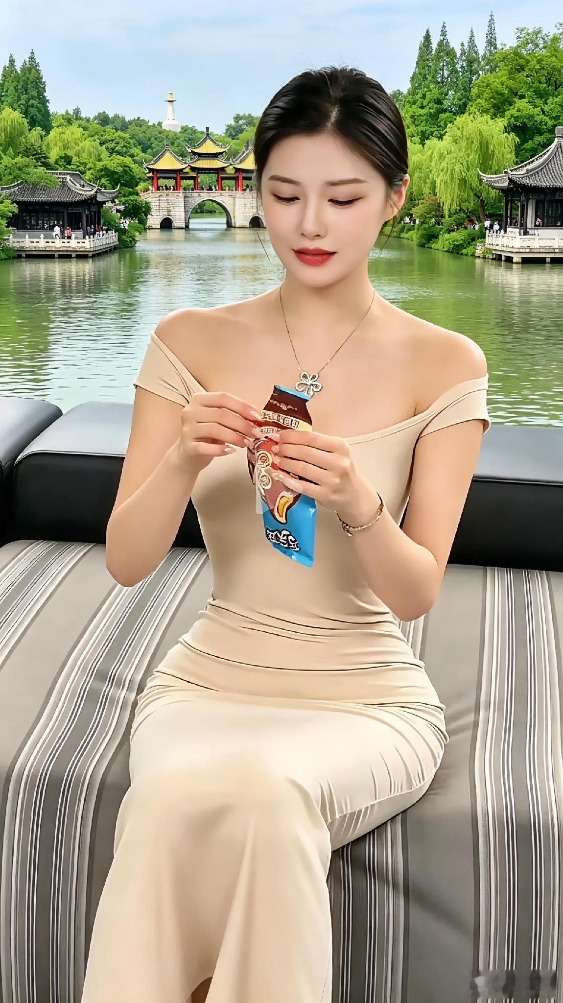 在湖畔享受下午茶时光，品尝美味零食，生活如此惬意！🍃🍰
湖畔休闲时光 
湖畔
