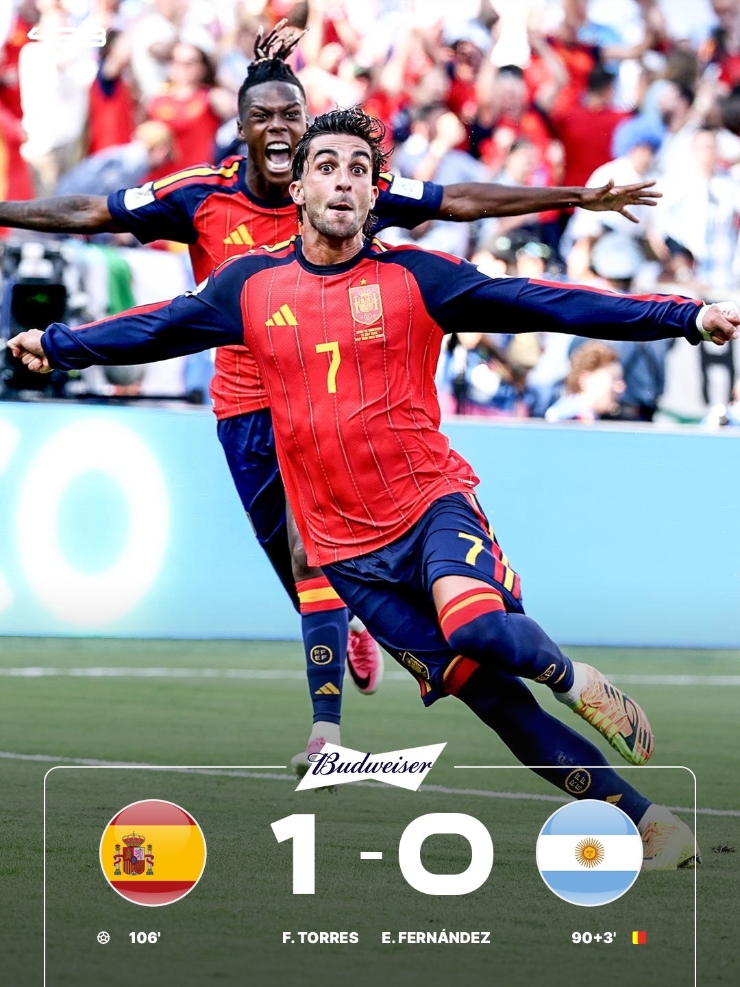 西班牙冠军 西班牙🇪🇸凭借加时赛中费兰.托雷斯的进球，在世界杯决赛中，1比0