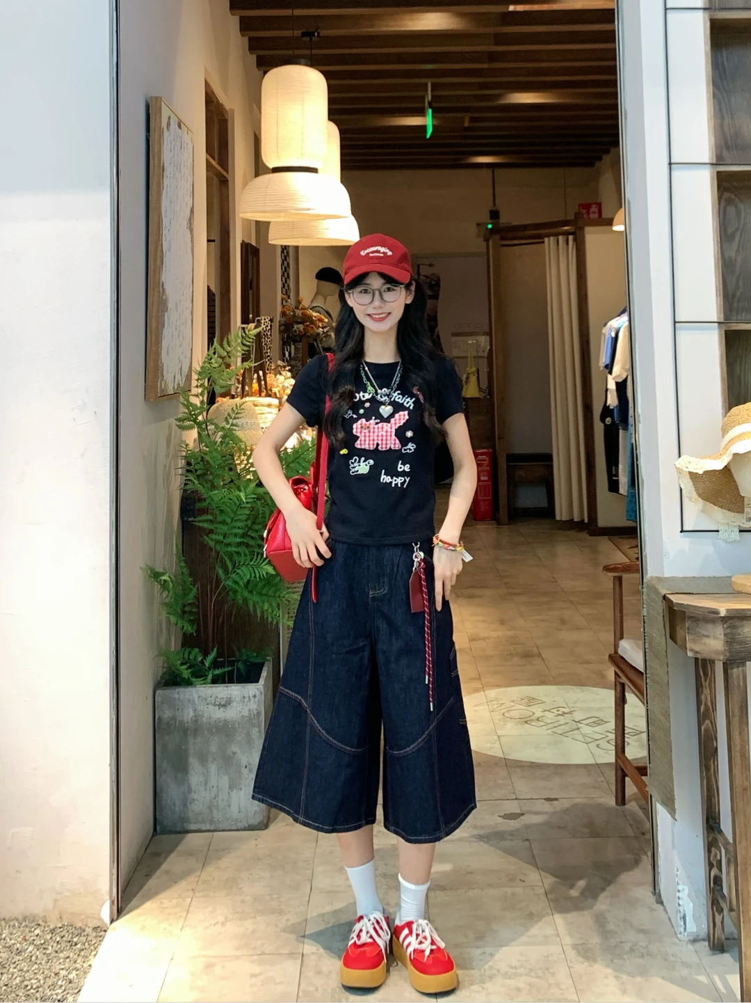 163 90｜红蓝甜酷穿搭ootd🍎📚🦋