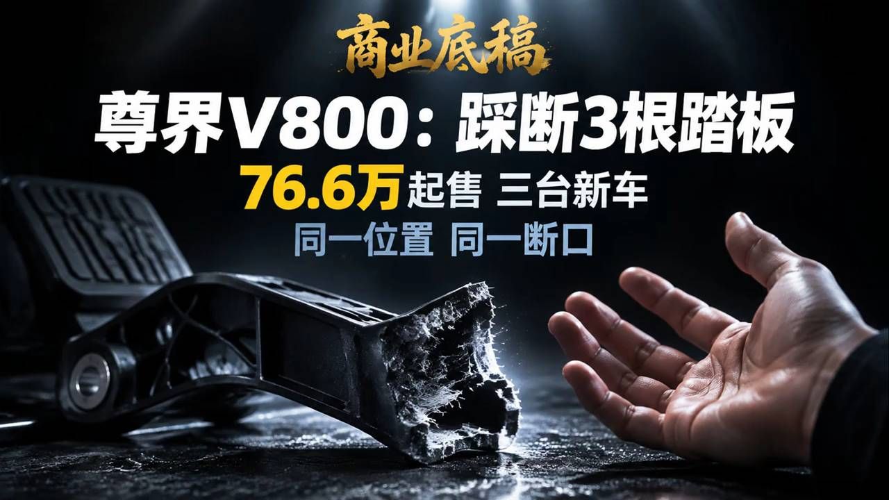 3台尊界V800刹车踏板全断，76万起的车断在1根塑料支架 #尊界V800 #刹车踏板 #华为汽车