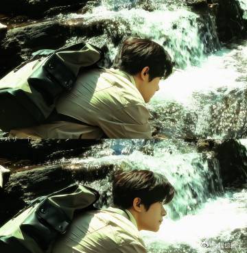 易烊千玺喊你去度假易烊千玺很会度假也很会拍 在阳光透过树叶的缝隙中，易烊千玺享受