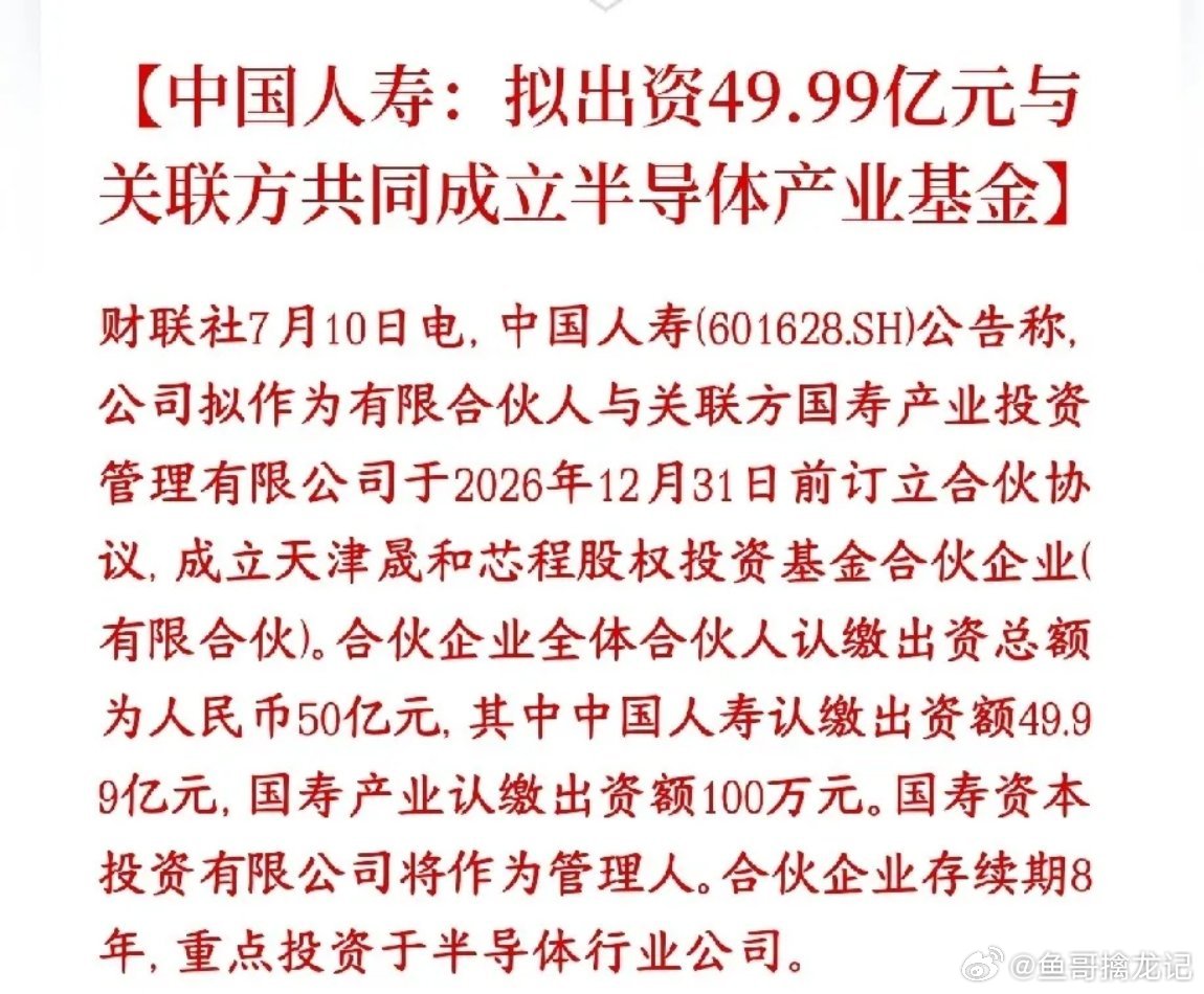 保险龙头入局半导体产业，半导体芯片未来前景还是光明的中国人寿打算拿出49.99亿