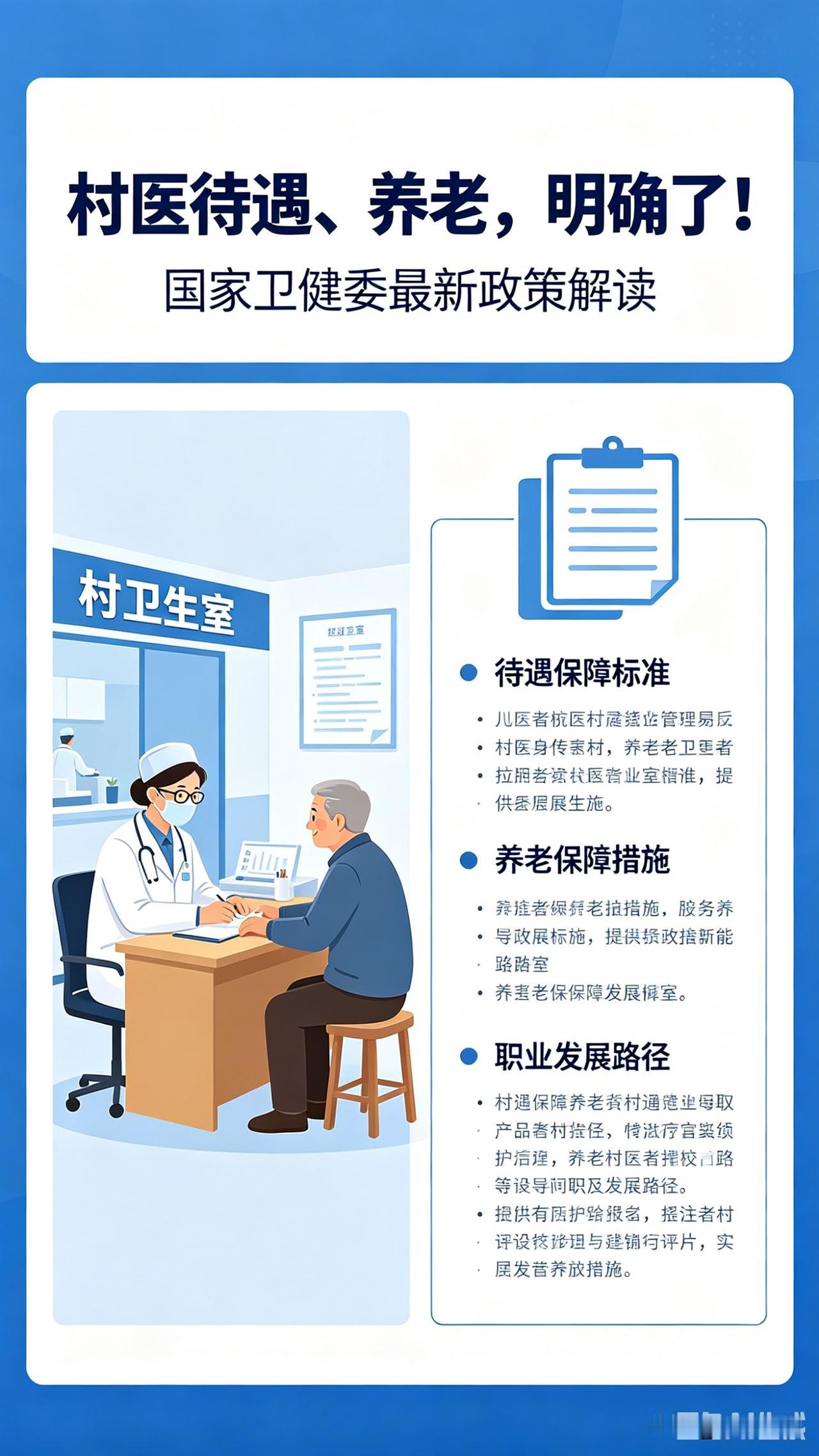 卫健委发文：村医待遇、养老，明确了！
 
扎根乡村数十年，背着药箱走遍田间地头，