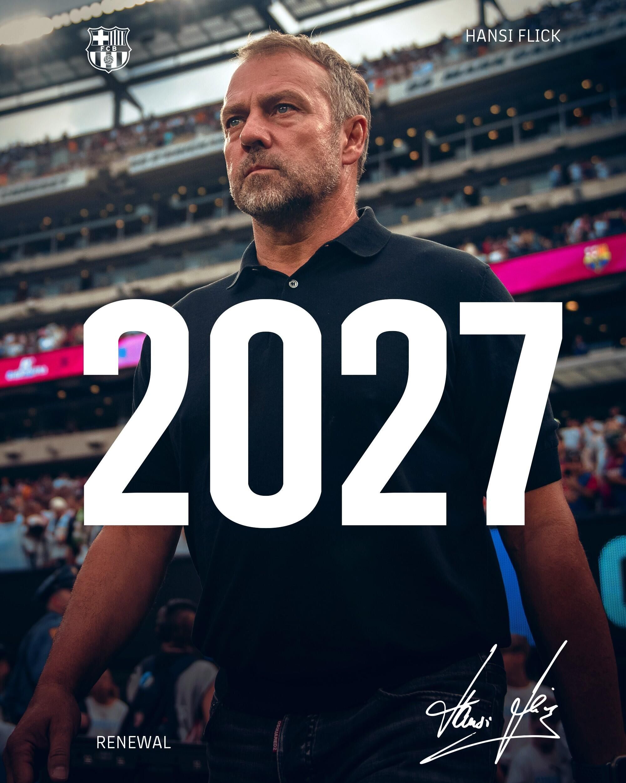 官方：#巴萨与弗里克续约至2027年# ​​​官方消息，巴萨与球队主帅弗里克完成