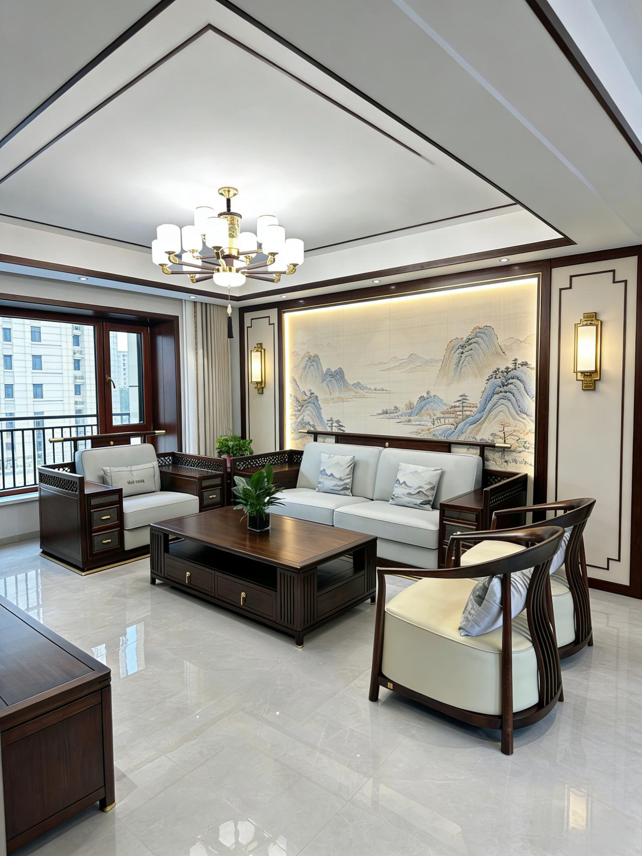 新中式家具 新中式沙发 全屋定制家具 新中式装修风格 客厅搭配