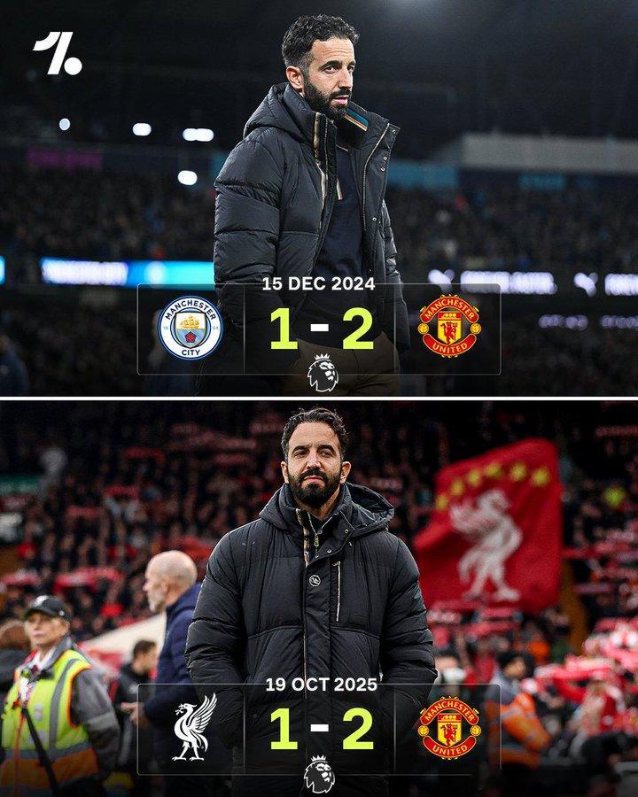 昂首离开！阿莫林是过去五个英超赛季中唯一一位在客场战胜过曼城和利物浦的主教练