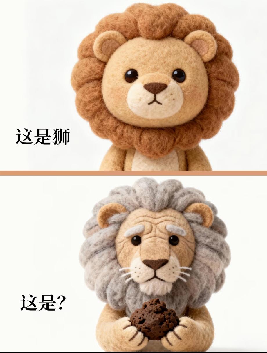 上面是狮，下面这只拿着“点心”的到底是啥？敢来挑战吗？评论区晒你的答案！
